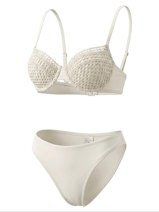 Shade Other - Shade Cream Crochet-Trim Bikini Set